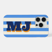 Monogramme Gras Personnalisé, Rayure Bleue (Verso Horizontal)