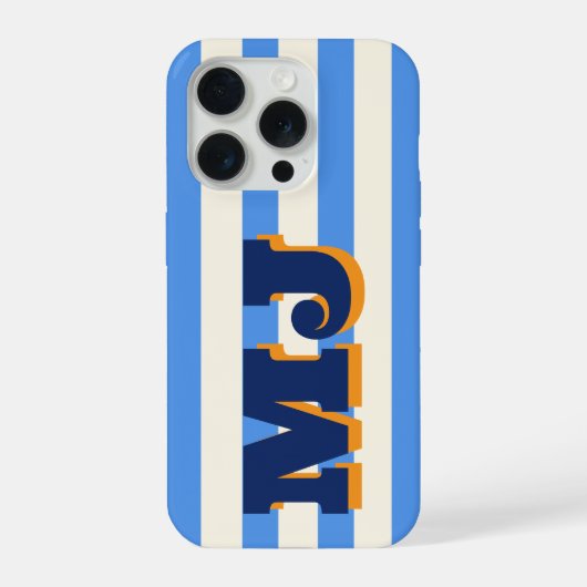 Monogramme Gras Personnalisé, Rayure Bleue (Verso)