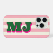 Monogramme Gras Personnalisé, Rayure Rose (Verso Horizontal)