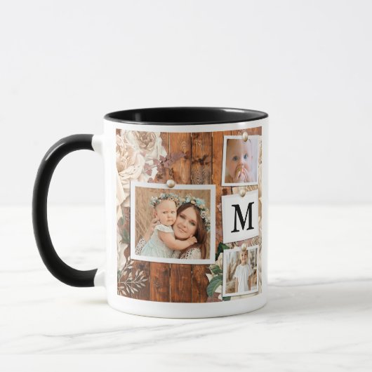 Monogramme Grille Photo Collage Café Mug (Gauche)