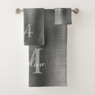 Monogramme gris argent brossé minimal