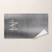 Monogramme gris argent brossé minimal (Serviette à main)