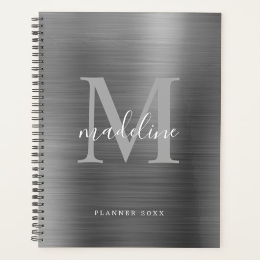 Monogramme gris argenté simple et moderne (Devant)