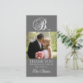 Monogramme Gris B Mariage Merci Carte photo (Debout devant)