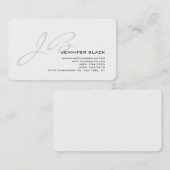 Monogramme gris blanc arrondi Carte de visite (Devant / Derrière)