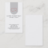 Monogramme gris blanc Carte de visite attirant (Devant / Derrière)