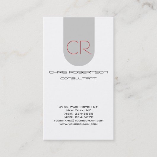 Monogramme gris blanc Carte de visite attirant (Devant)