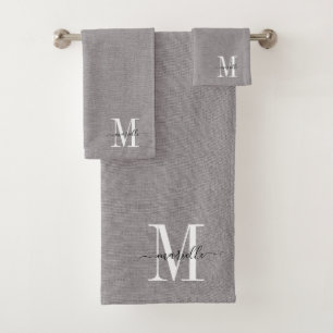 Monogramme gris blanc Faux Linge Linge Linge Lit G