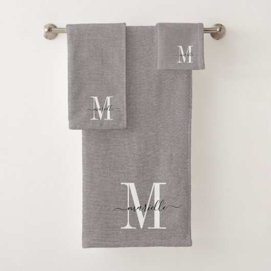 Monogramme gris blanc Faux Linge Linge Linge Lit G (En situation)