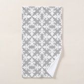 Monogramme Gris Blanc Fleur de lis | modifiable (Serviette à main)
