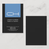 Monogramme gris bleu Carte de visite professionnel (Devant / Derrière)