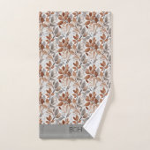 Monogramme  Gris Brun Beige Feuille Botanique (Serviette à main)