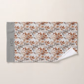 Monogramme  Gris Brun Beige Feuille Botanique (Serviette à main)