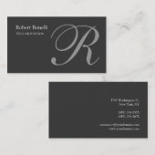 Monogramme gris Carte de visite chic (Devant / Derrière)