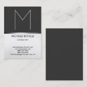 Monogramme gris chou moderne carte de visite éléga (Devant / Derrière)