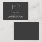 Monogramme gris clair tendance carte de visite élé (Devant / Derrière)