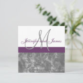 Monogramme gris de faire-part de mariage de prune (Debout devant)