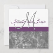 Monogramme gris de faire-part de mariage de prune (Devant)