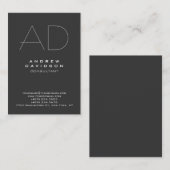 Monogramme gris élégant Carte de visite tendance (Devant / Derrière)