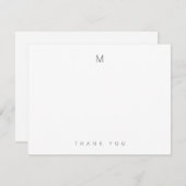 Monogramme Gris Élégant Minimal Merci Cartes de no (Devant / Derrière)