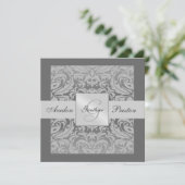 Monogramme gris et argent Invitation à la frontièr (Debout devant)