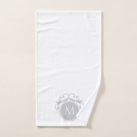 Monogramme gris et blanc (Serviette à main)