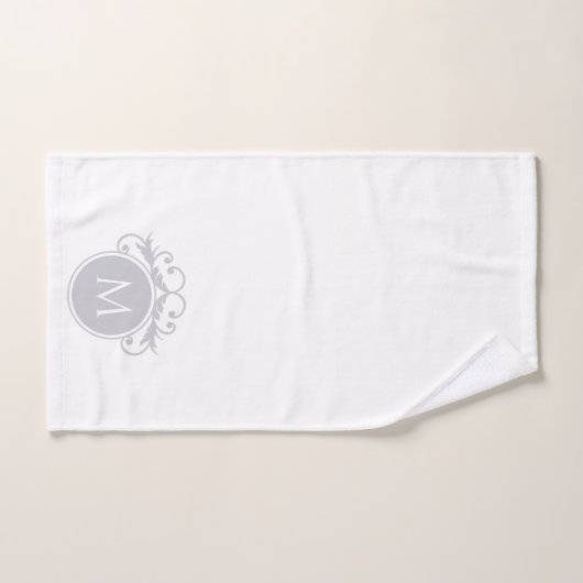 Monogramme gris et blanc (Serviette à main)