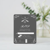 Monogramme gris et flèches Mariage carte RSVP (Debout devant)
