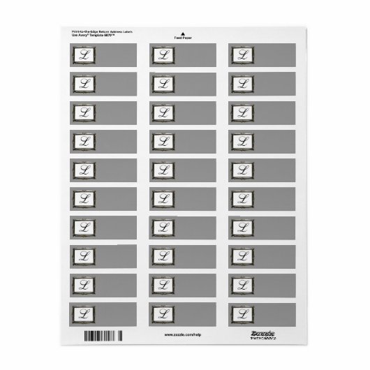 Monogramme gris Étiquette initial (Feuille entière)