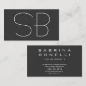 Monogramme gris foncé classique Carte de visite st (Devant / Derrière)