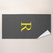 Monogramme gris foncé gris jaune gris Cool initial (Serviette de bain)