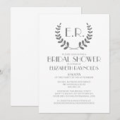 Monogramme gris Invitations de douche nuptiale (Devant / Derrière)