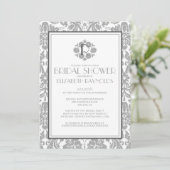 Monogramme gris Invitations de douches nuptiales D (Debout devant)