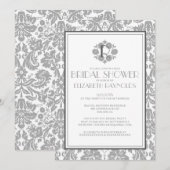 Monogramme gris Invitations de douches nuptiales D (Devant / Derrière)