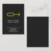 Monogramme gris jaune Carte de visite professionne (Devant / Derrière)