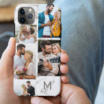 Monogramme Gris Marbre 5 Photo Collage<br><div class="desc">coque iphone customisé avec votre premier collage photo et arrière - plan en marbre gris. Le modèle photo est configuré pour vous permettre d'ajouter vos photos, en travaillant dans le sens des aiguilles d'une montre en haut à droite. Le marbre est une subtile aquarelle. Le montage photo utilise des formats...</div>