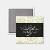 Monogramme gris Mariage damassé, Magnet (Recto/Verso)