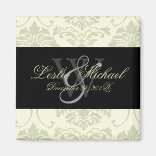 Monogramme gris Mariage damassé, Magnet