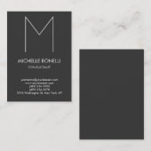 monogramme gris moderne carte de visite élégant (Devant / Derrière)