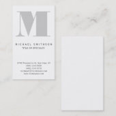 Monogramme Gris Moderne Carte de visite simple (Devant / Derrière)
