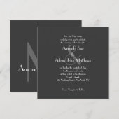 Monogramme gris moderne Invitations de mariage (Devant / Derrière)