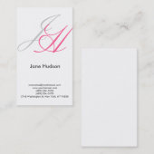 Monogramme gris noir blanc Carte de visite simple (Devant / Derrière)