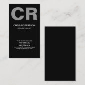 Monogramme gris noir blanc Consultant Carte de vis (Devant / Derrière)