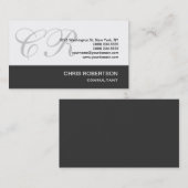 Monogramme gris noir blanc Consultant Carte de vis (Devant / Derrière)