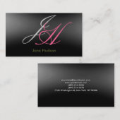 Monogramme gris noir Carte de visite simple (Devant / Derrière)