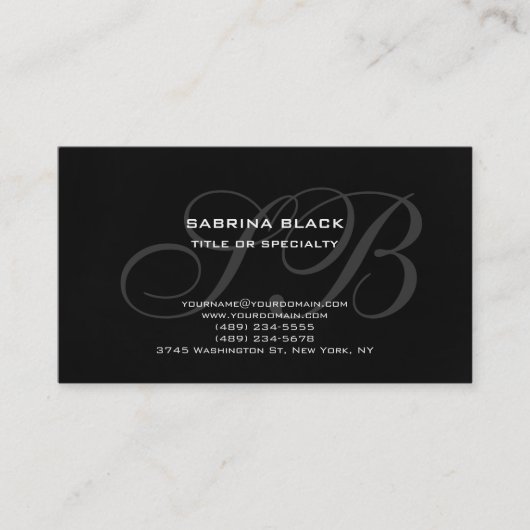 Monogramme Gris Noir Consultant Carte de visite (Devant)