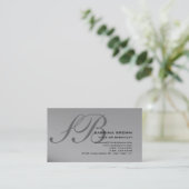 Monogramme Gris Noir Consultant Carte de visite (Debout devant)