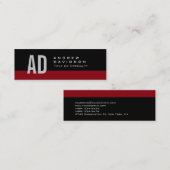 Monogramme gris rayé noir Carte de visite mince (Devant / Derrière)