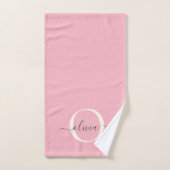 Monogramme gris rose rose féminin Nom du script Ch (Serviette à main)