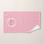 Monogramme gris rose rose féminin Nom du script Ch (Serviette à main)
